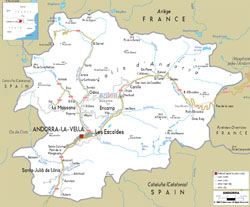 Road map of Andorra.