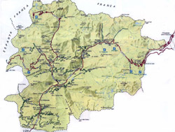 Road map of Andorra with relief.