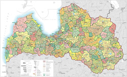 Large detailed administrative map of Latvia with roads.