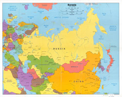 Detailed political map of Eurasia - 2006.