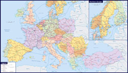 Large railways map of Europe.