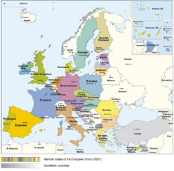 Map of member states of the European Union - 2007.