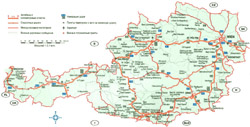 Detailed highways map of Austria with cities and airports.