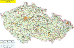 Detailed road map of Czech Republic with all cities.