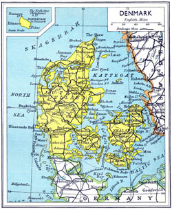 Detailed old road map of Denmark 1941.