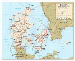 Detailed political and administrative map of Denmark.