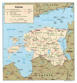 Political and administrative map of Estonia.