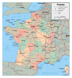 Detailed administrative map of France.