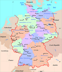 Administrative map of Germany.
