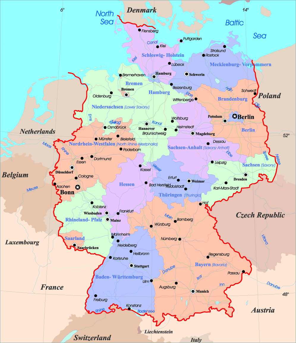 map of germany and austria with cities