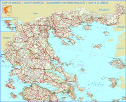 Detailed road map of Greece.
