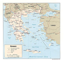 Political map of Greece.
