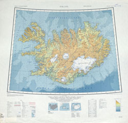 Detailed topographical map of Iceland.