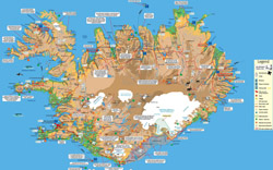 Detailed tourist map of Iceland.