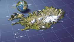 Panoramic map of Iceland.