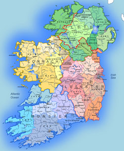 Administrative map of Ireland.