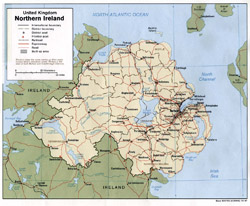 Detailed political and administrative map of Northern Ireland.