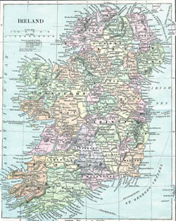 Old map of Ireland.