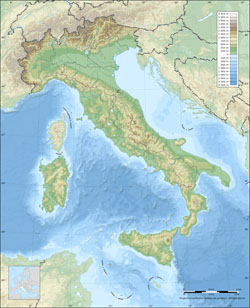 Physical map of Italy.