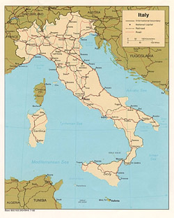 Political map of Italy.