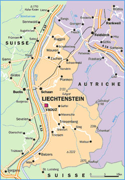 Small political map of Liechtenstein.