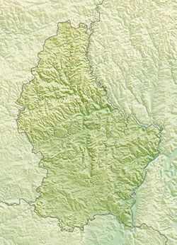 Relief map of Luxembourg.
