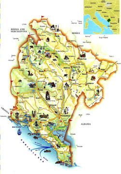 Tourist map of Montenegro.