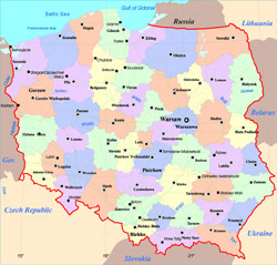 Administrative map of Poland.