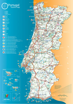 Large tourist map of Portugal.