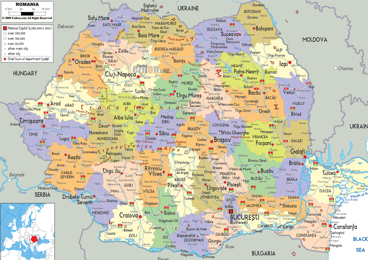 Maps of Romania | Detailed map of Romania in English | Tourist map of