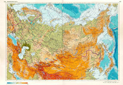 Detailed physical map of Russia.