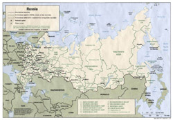 Detailed political and administrative map of Russia with major cities.