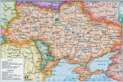 Detailed political map of Ukraine and Moldova.