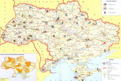 Detailed tourist map of Ukraine.