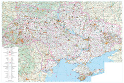 Large road and tourist map of Ukraine in Ukrainian.